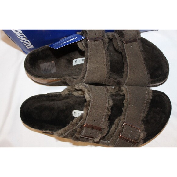 BIRKENSTOCK MEN'S ARIZONA SHEARLING SANDALS MOCHA EU 45 US 12 REGULAR NIB - Picture 4 of 6